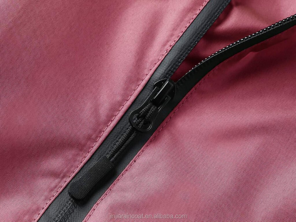 Adult PU coated cycling raincoat zipper